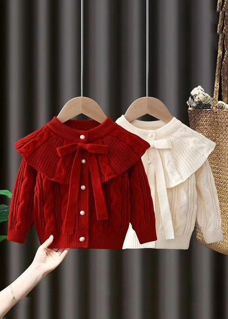 Chic Mulberry Mantel Ärmel Baumwolle Strick Mädchen Zopfmuster Pullover Winter WL036