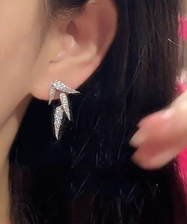 Chic Silk Sterling Silber Bambus Blätter Ohrstecker TX003