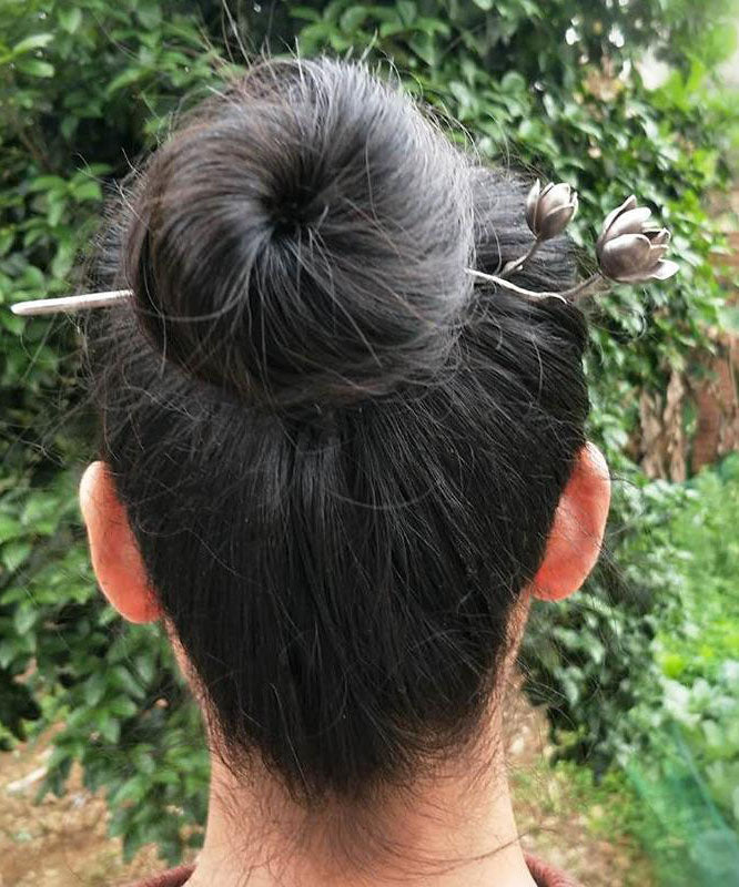 Épingle à cheveux Chic Silk en argent sterling Yulan Magnolia TX047