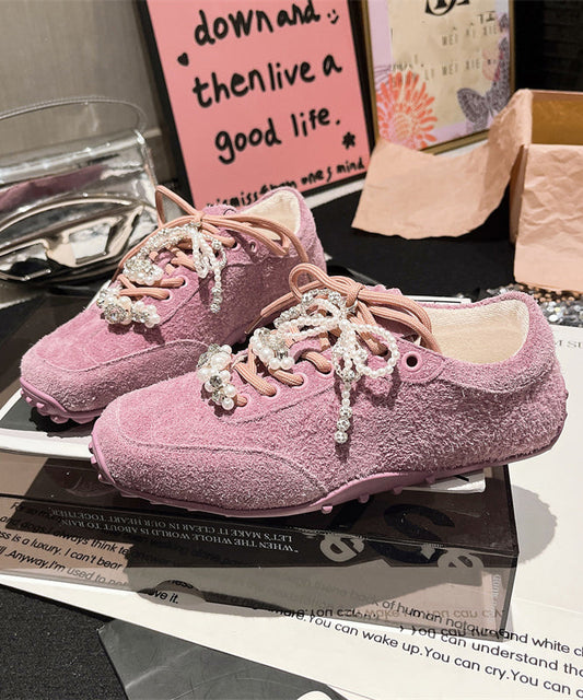 Up Splicing Zirkon Wildleder Lila Spitze Perle Chic Wohnungen