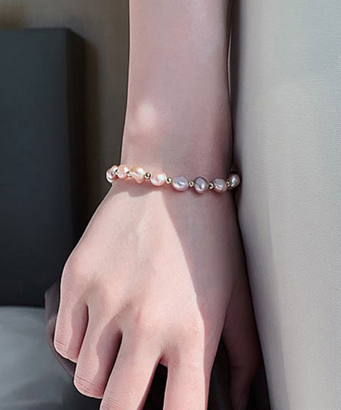 Schickes weißes Legierungsperlen-Quasten-Charm-Armband ET013