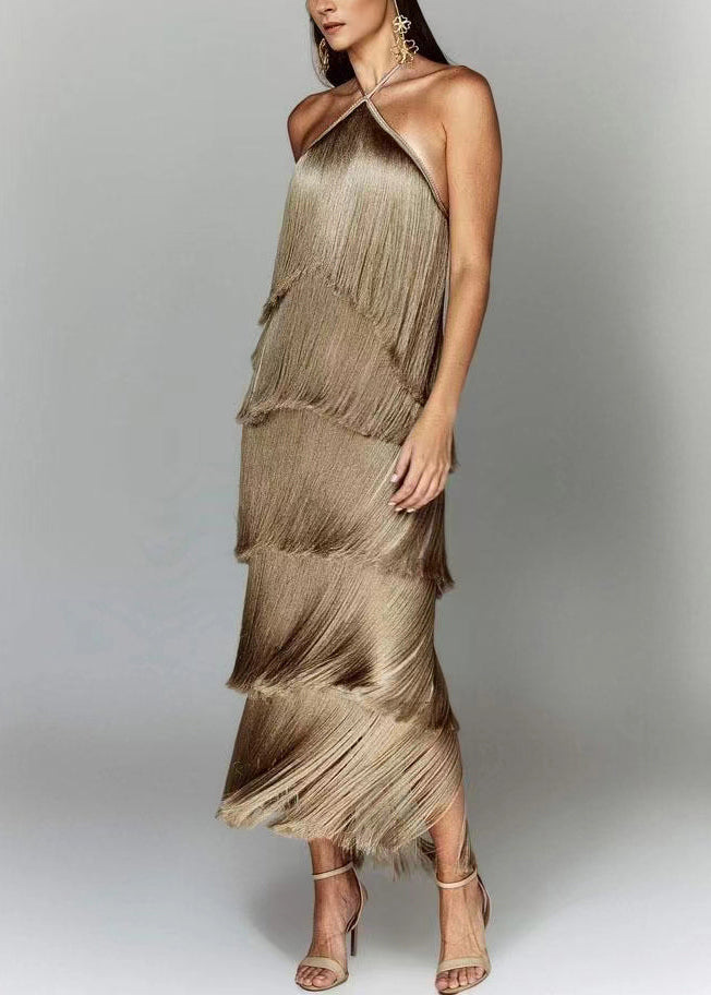 Neckholder-rückenfreies, quastenförmiges, schickes weißes Sommerkleid