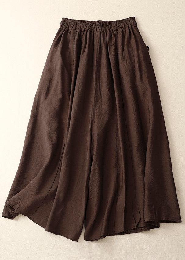Pantalon en coton chic avec poches et taille large, élastique, blanc, pour l'été