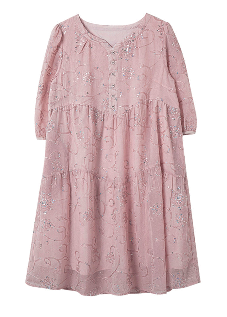 Robe d'été en coton jaune à paillettes chic et patchwork brodée