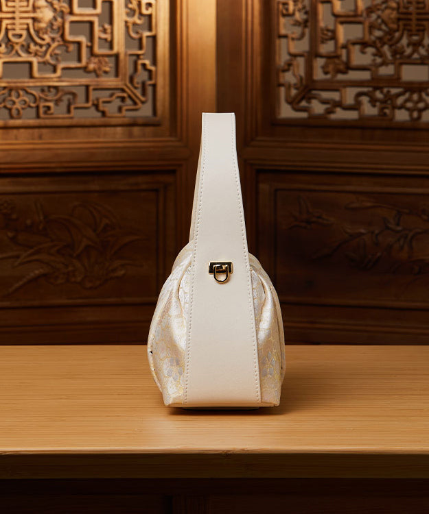 Tote Bag Beige Chinese Style Versatile Jacquard