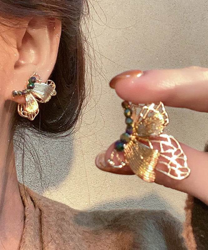 Style Dharma Antiker Ohrstecker Gold Chinesischer Schmetterling Harz