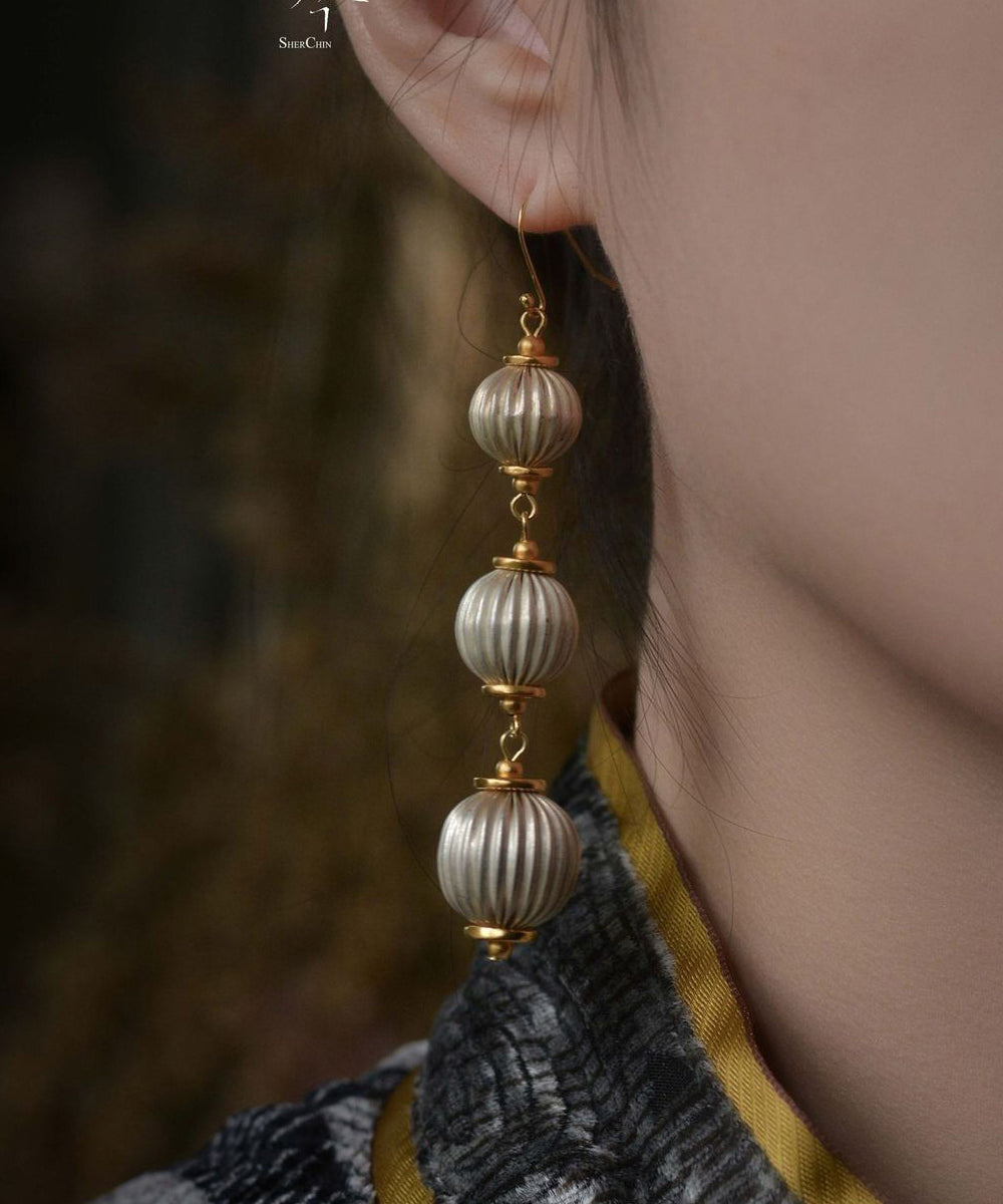 Alloy Style LanternDrop Copper Earrings Gold Chinese