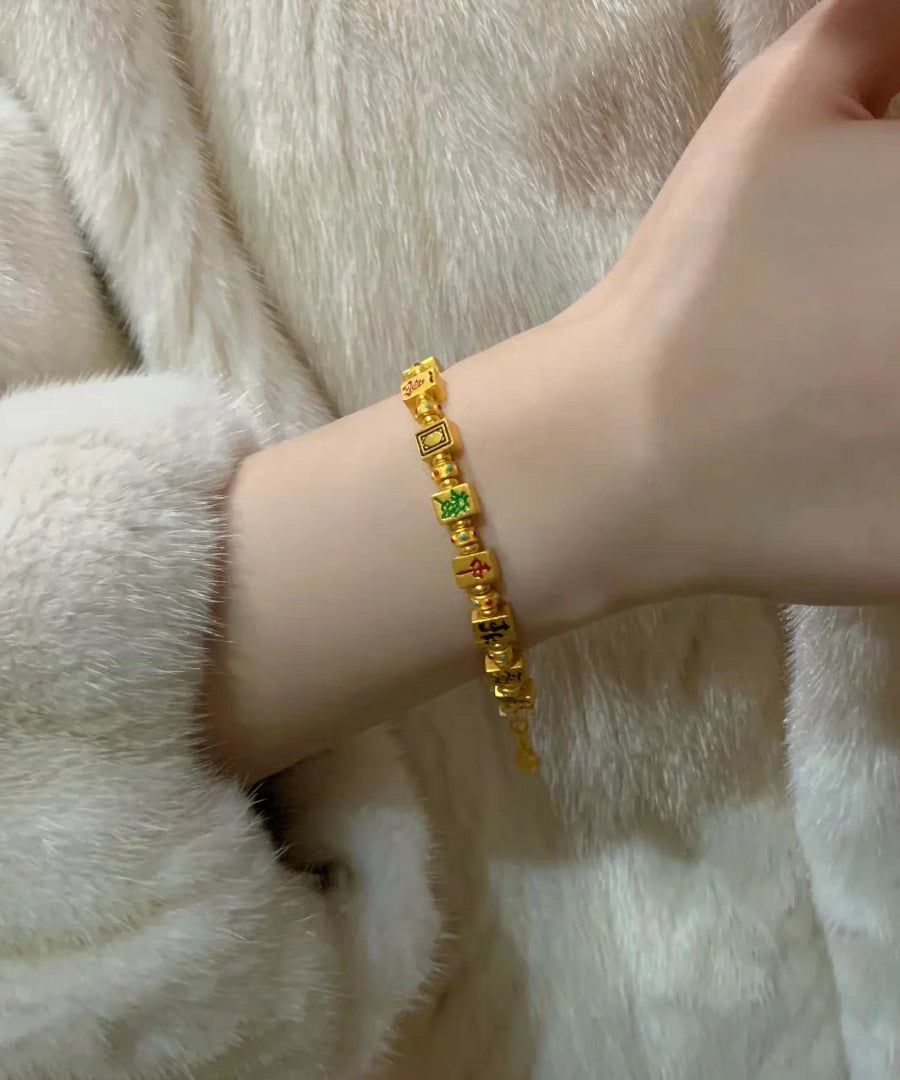 Breloque en argent sterling et or style Mahjong surdoré chinois