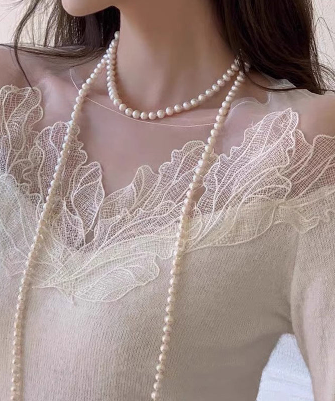Collier élégant avec pendentif en alliage multicouche et perles YU013