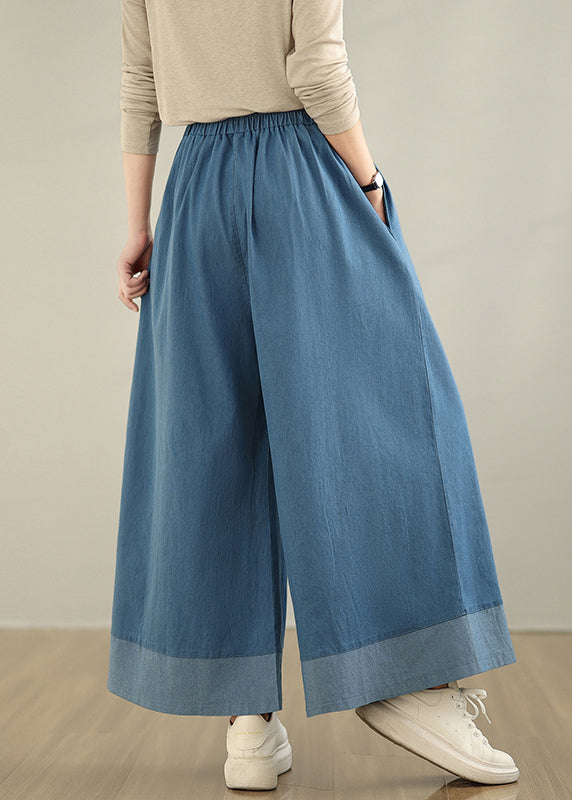 Pantalon en jean taille large, élégant, élastique, été, bleu