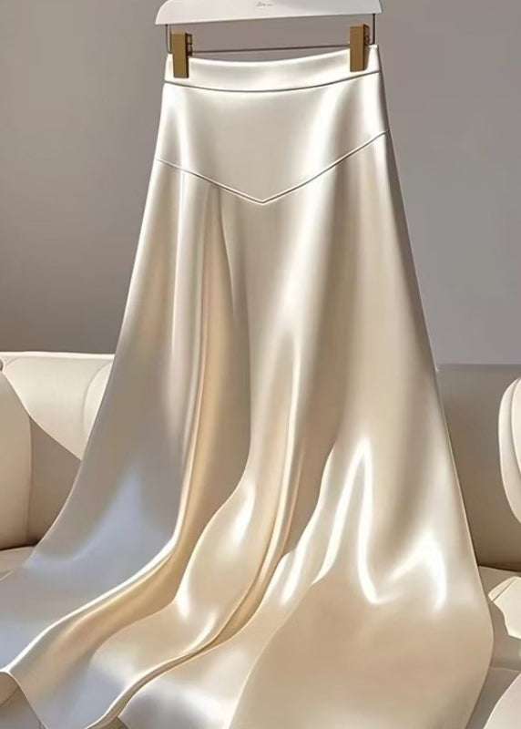 Maxi Silk Waist Champagne Patchwork High Summer Skirt Classy