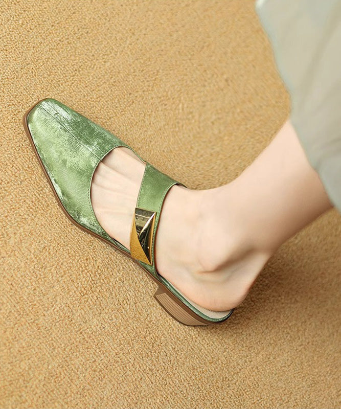 Green Sandals Splicing Classy Cowhide Leather Slide