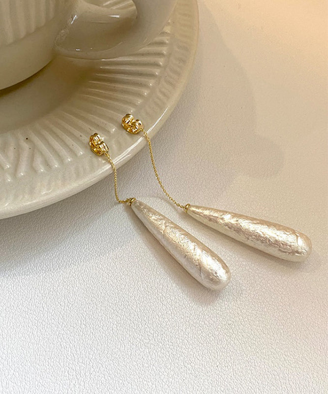 Earrings Drop Classy Water Tassel Pearl Alloy White