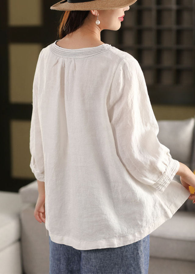 Tops Oversized Fall White Classy Linen Shirt