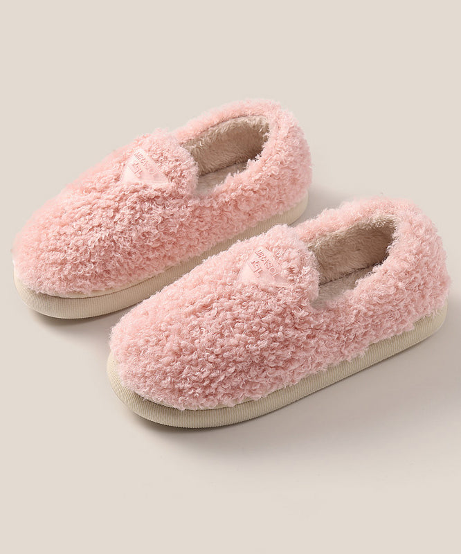 Bequeme weiche rosa Kunstfell-Flachschuhe TP004