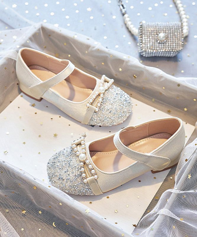 Flache Zirkon Schuhe Mädchen Apricot Füße Bequem Schnalle
