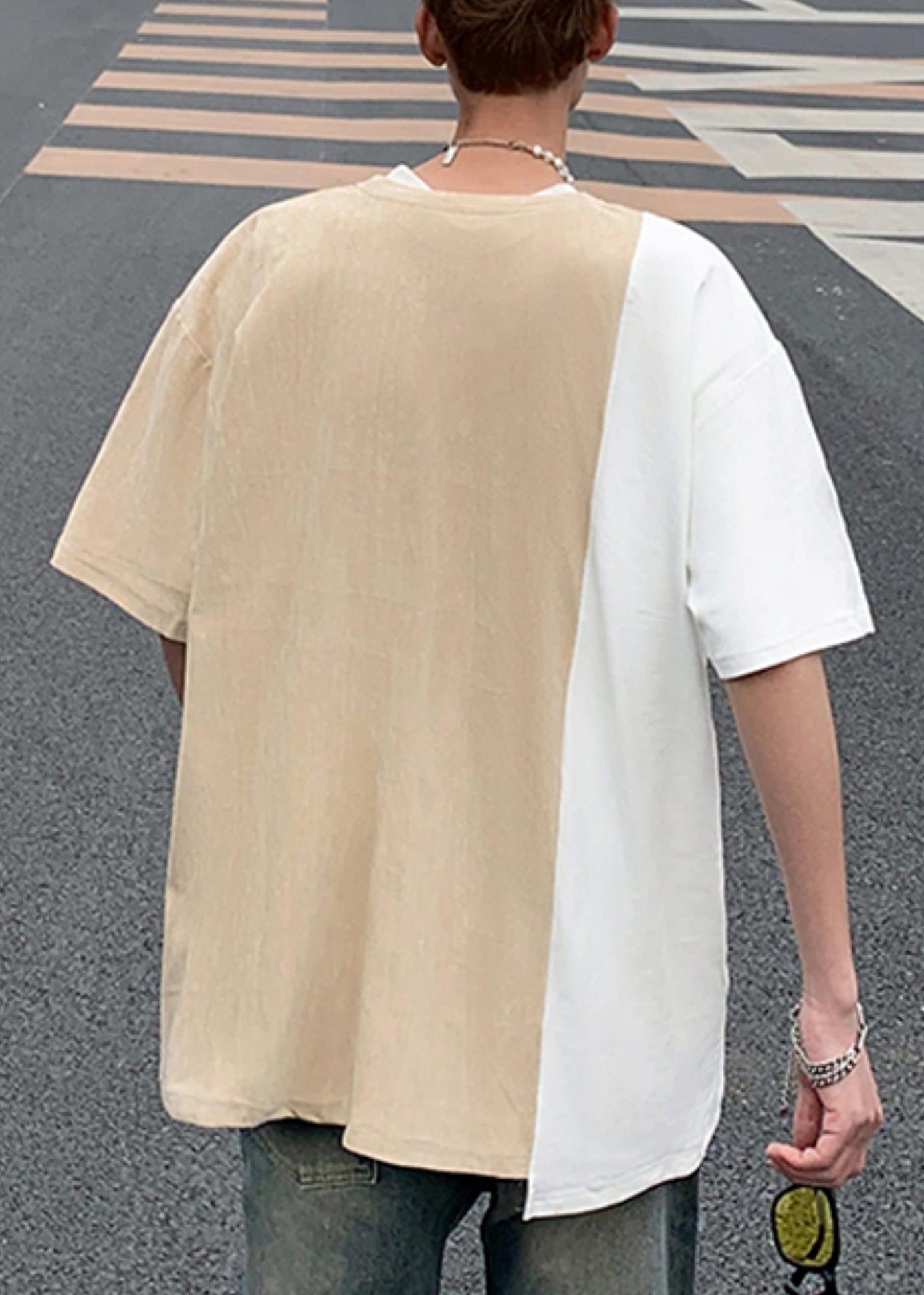 Chemises cool en daim noir pour hommes avec col patchwork et fausses poches