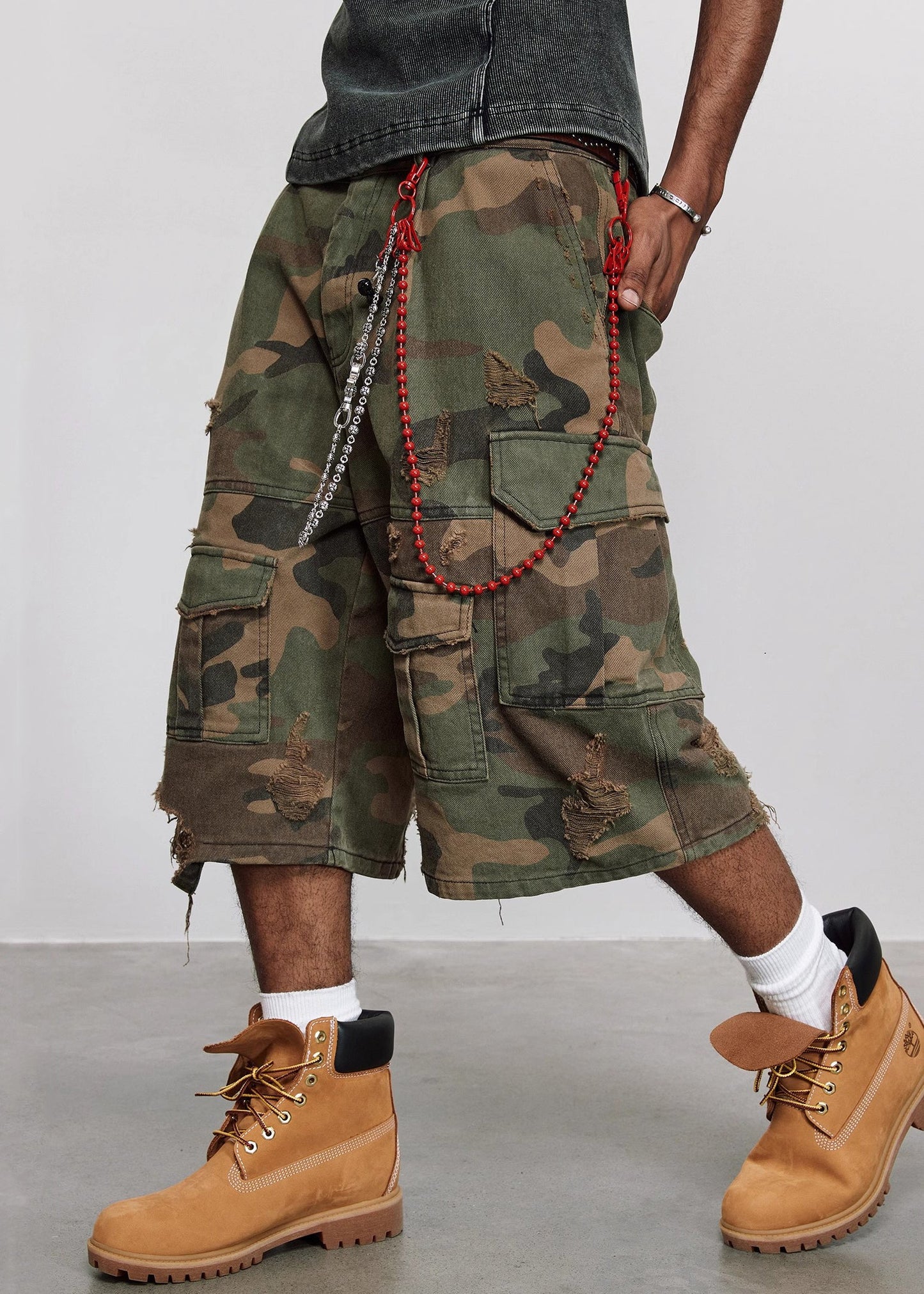 Pantalon camouflage taille haute pour homme, poches en coton, coupe décontractée
