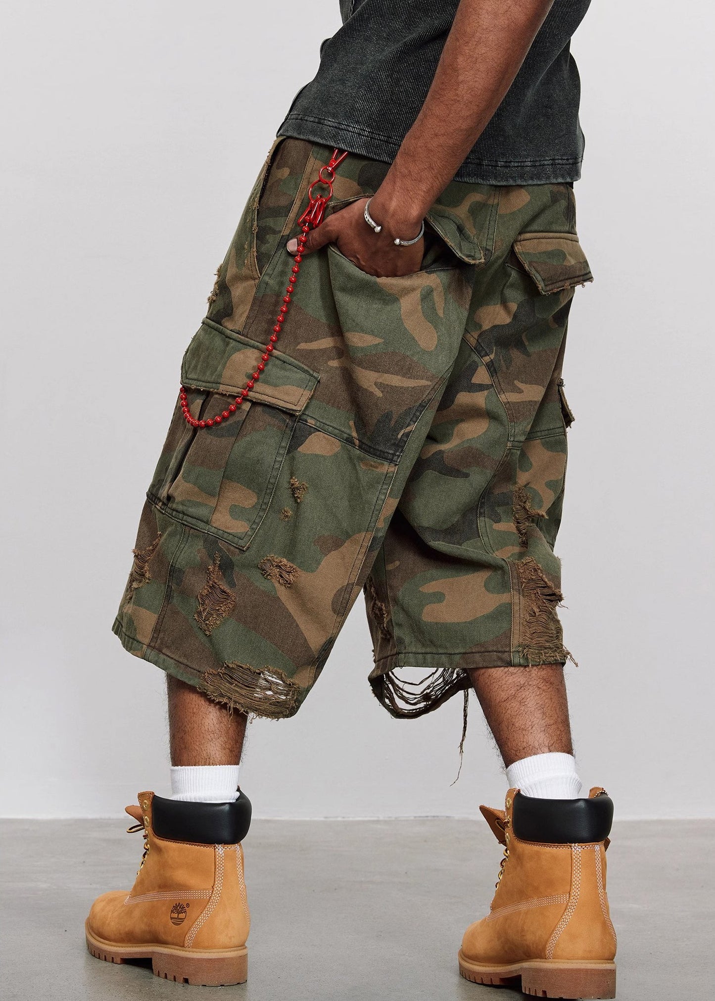 Pantalon camouflage taille haute pour homme, poches en coton, coupe décontractée