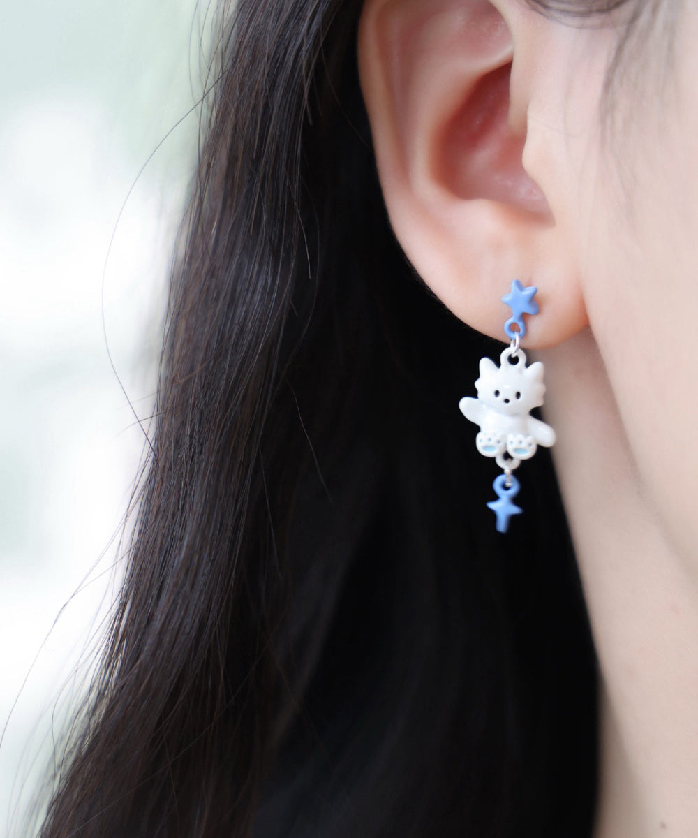 Earrings Cute Drip Alloy Cat Glaze Drop Colorblock