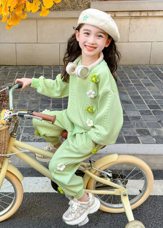 Ensemble deux pièces haut et sarouel vert à carreaux pour fille, joli ensemble printemps TR036