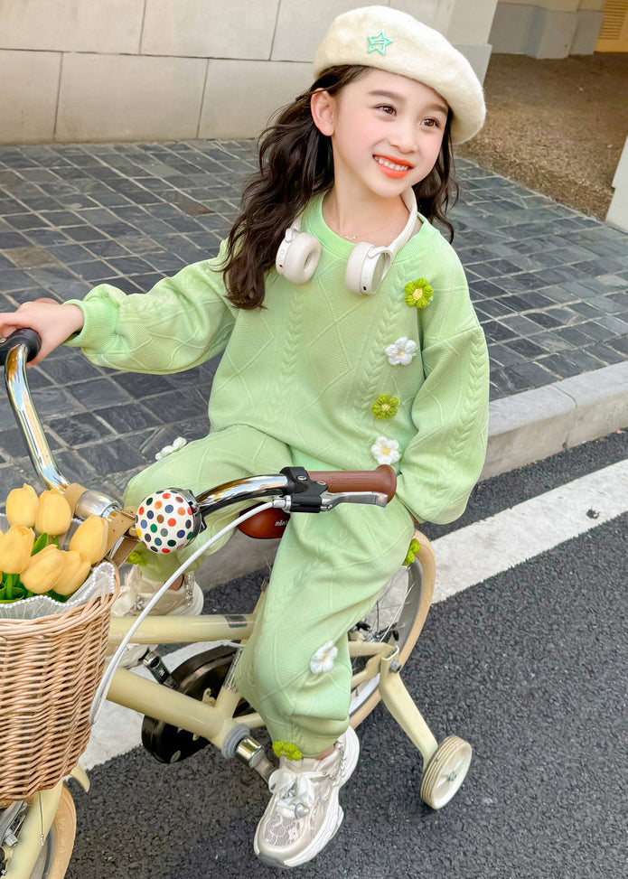 Ensemble deux pièces haut et sarouel vert à carreaux pour fille, joli ensemble printemps TR036