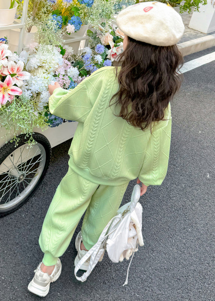 Ensemble deux pièces haut et sarouel vert à carreaux pour fille, joli ensemble printemps TR036