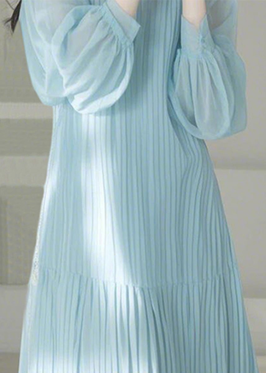O-Ausschnitt Blau Maxi Frühling Cinched Light Süße Kleider