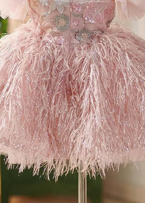 Jolies robes longues en tulle à paillettes roses pour filles, style patchwork, été YS006