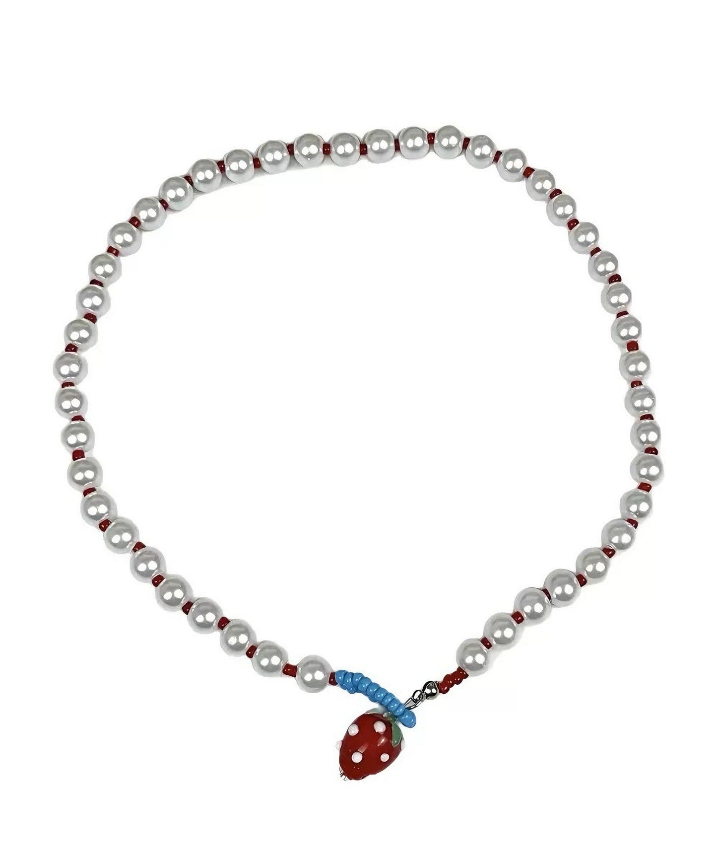 Princess Pearl Alloy Necklace Strawberries White Cute