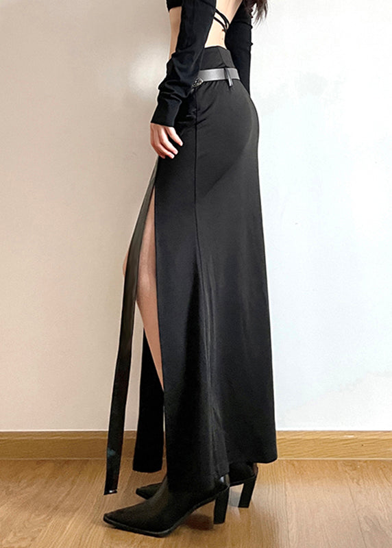 Jupes deux pièces en similicuir noir asymétrique patchwork DIY Printemps YP058