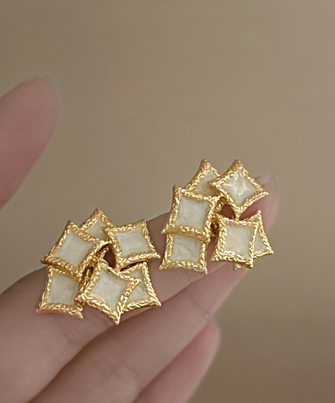DIY Black Sterling Silver Overgild Drip Glaze Geometry Stud Earrings YX020