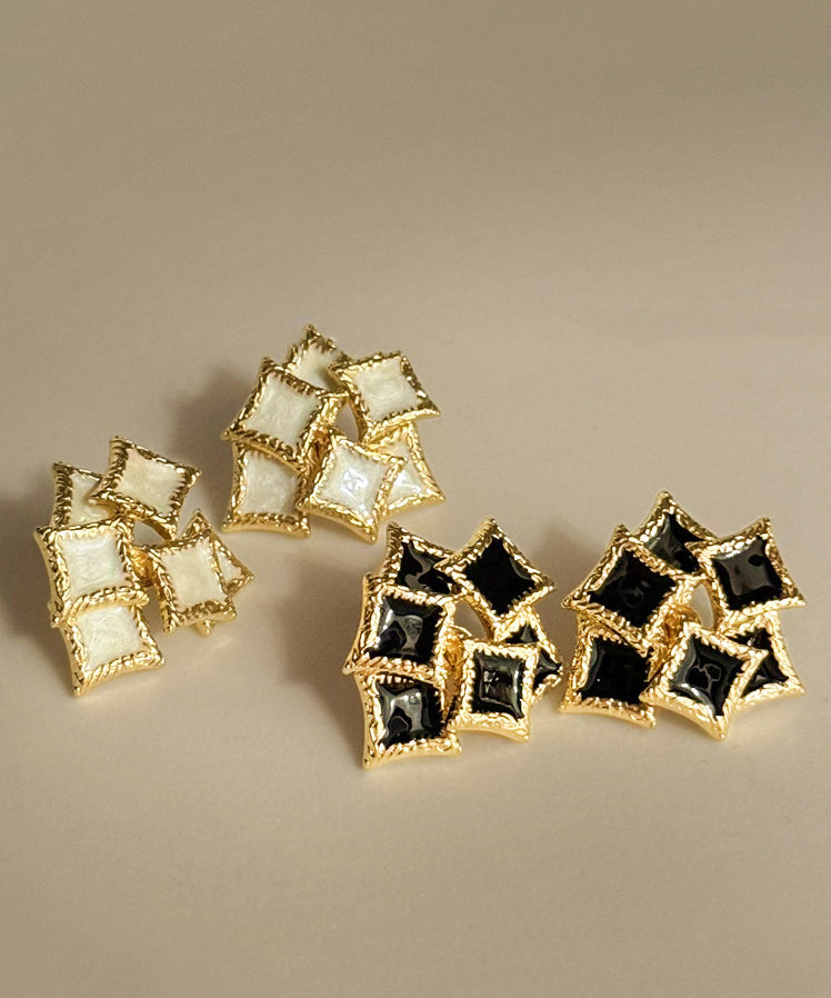 DIY Schwarze Sterling Silber Overgild Tropf Glasur Geometrie Ohrstecker YX020