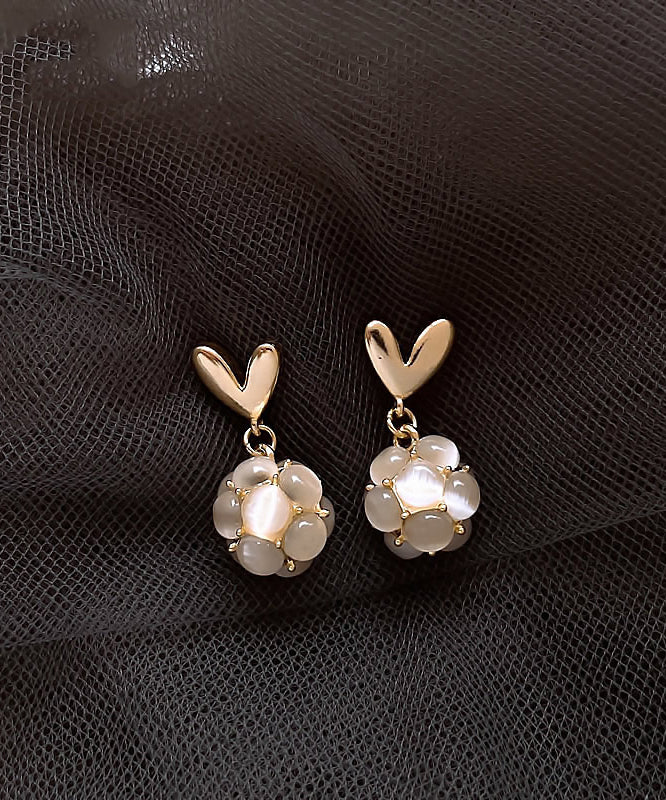 DIY Weiß Kupfer Legierung Liebe Cat Eye Stein Ohrstecker RB010