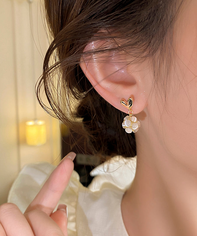 DIY Weiß Kupfer Legierung Liebe Cat Eye Stein Ohrstecker RB010