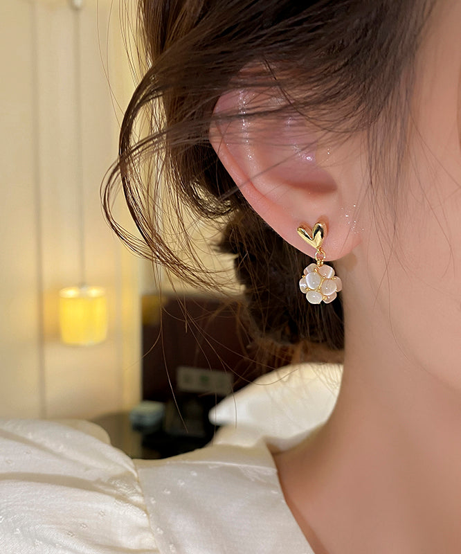 DIY Weiß Kupfer Legierung Liebe Cat Eye Stein Ohrstecker RB010