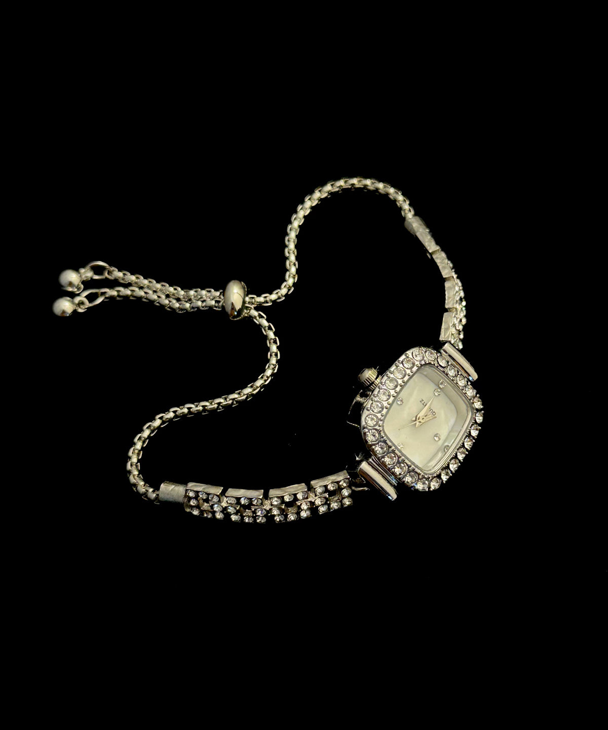 Tassel Zircon Steel White Watches Stainless Square DIY