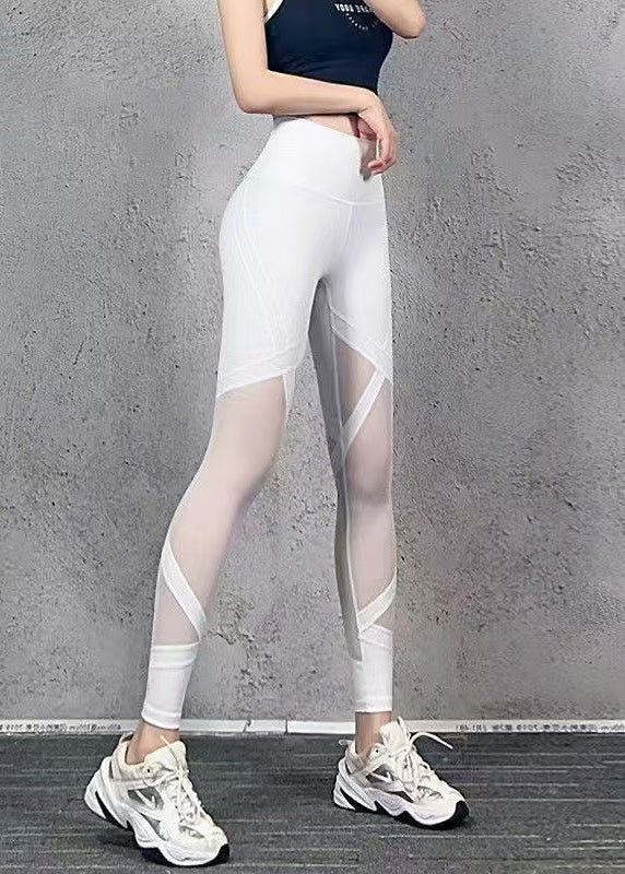 Legging Capri Gymshark taille haute en tulle noir dynamique avec patchwork TH008