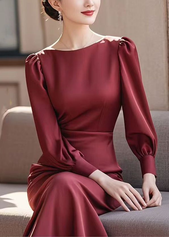 Kleid Frühling Hohe Elegante Baumwolle O Blau Hals Taille Lange