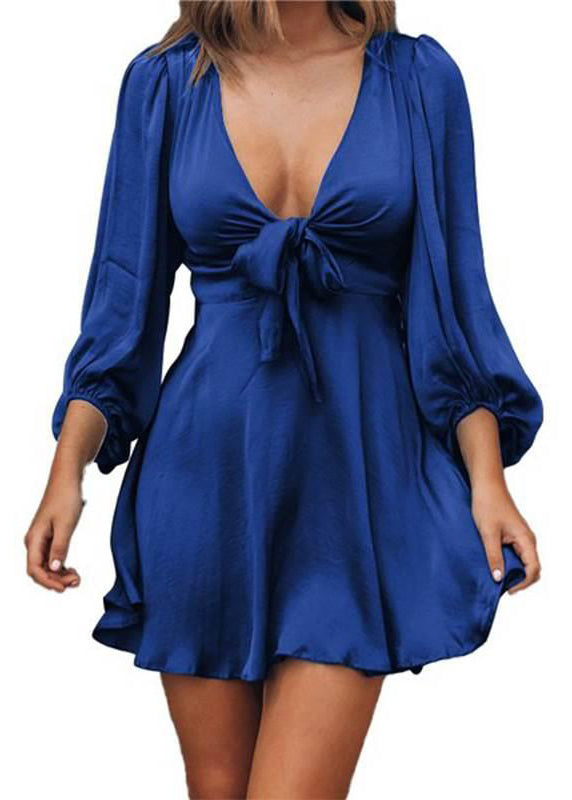 Elegantes Pfauengrünes Minikleid mit tiefem V-Ausschnitt, Sommer, TL010