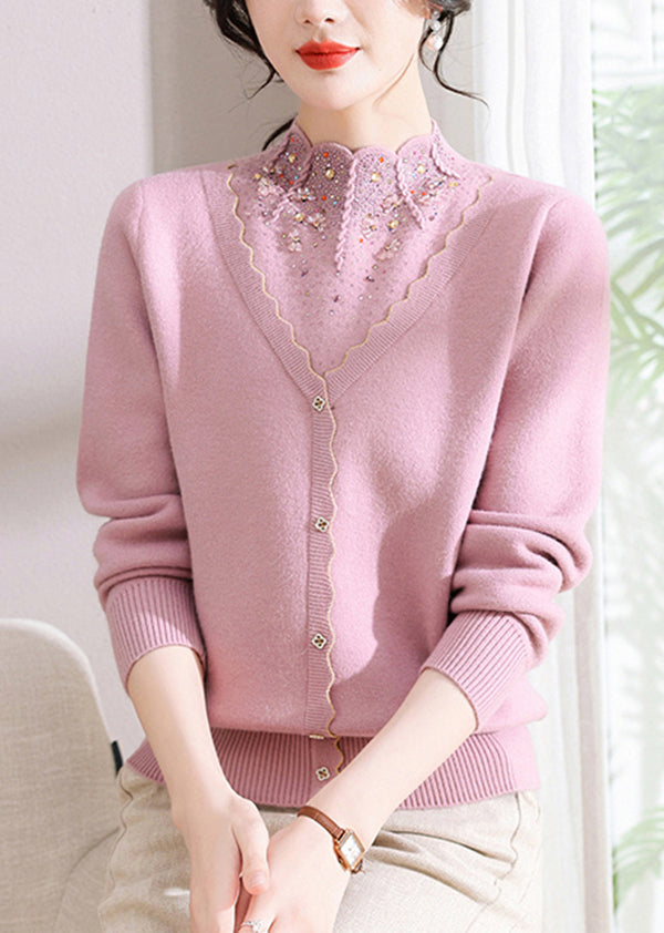 Elegante Rote Zirkon Falsche Zwei Stücke Woll Kurzen Pullover Frühling TQ003