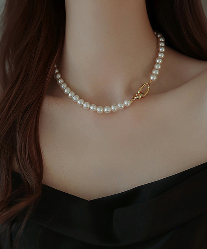 Collier élégant en cuivre blanc surdoré avec perles graduées, collier en soie fine, argent sterling, argent cassé, gypsophile ET010