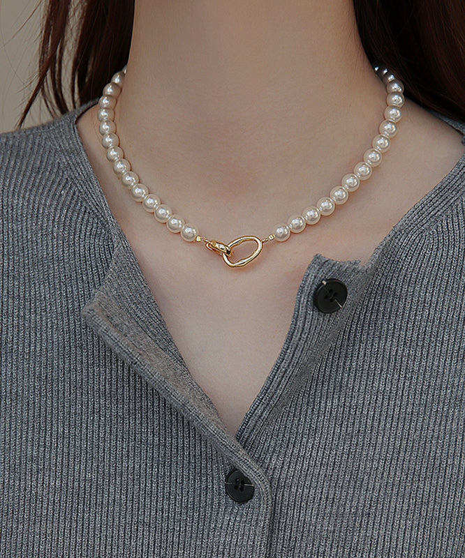 Collier élégant en cuivre blanc surdoré avec perles graduées, collier en soie fine, argent sterling, argent cassé, gypsophile ET010