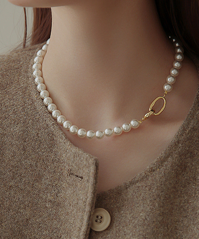 Collier élégant en cuivre blanc surdoré avec perles graduées, collier en soie fine, argent sterling, argent cassé, gypsophile ET010