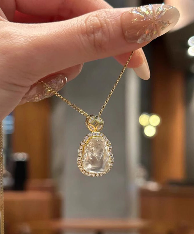 Elegante Halskette mit Anhänger „A Mythic Wild Animal“ aus weißem Sterlingsilber mit Zirkonia QI053