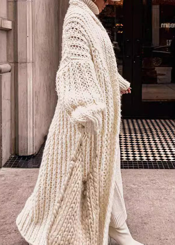 Weiße Strickjacke mit Puffärmeln im europäischen und amerikanischen Stil QY002