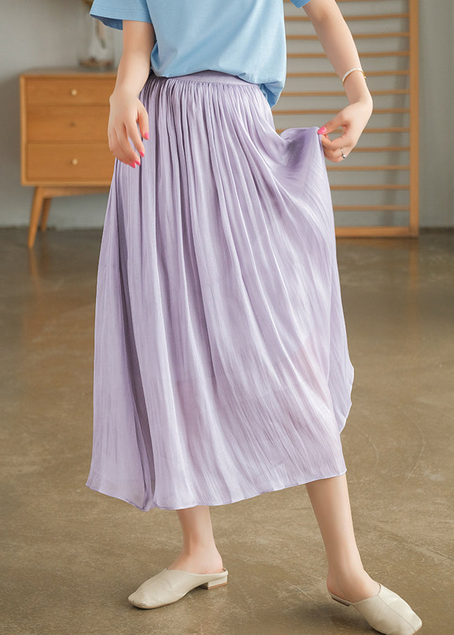 Mode Apricot Elastische Taille Extra Große Saum Seide Röcke Sommer TN004