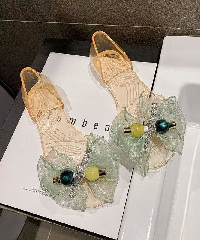Bow Sandals Black Peep Fashion Toe Splicing Clear