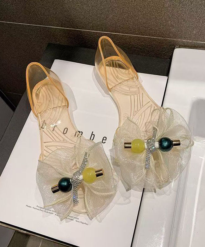 Bow Sandals Black Peep Fashion Toe Splicing Clear