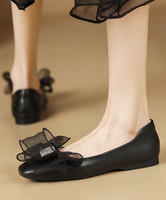Fashion Shoes Splicing Bow For Black Flat Women
